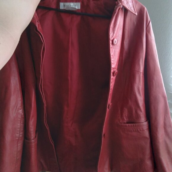 Vintage Nine West Red 100% Leather Long Sleeve Jacket - Picture 2 of 7